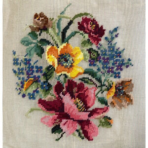 Vintage Needlepoint Canvas Preworked Floral Boho Hiawatha 26 x 26 Design 10 x 9